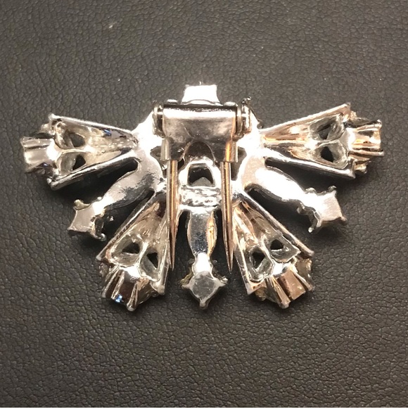 CORO Art Deco Brooch Fur Clip Signed. Rhinestones - Picture 2 of 6